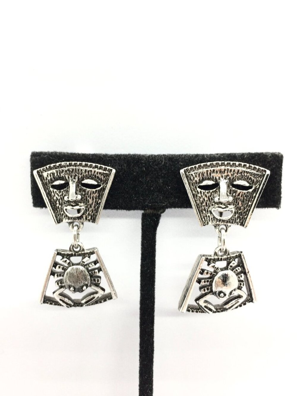 VINTAGE SARAH COVENTRY Earrings Talisman Of Love Cancer Crab Mask Clip On